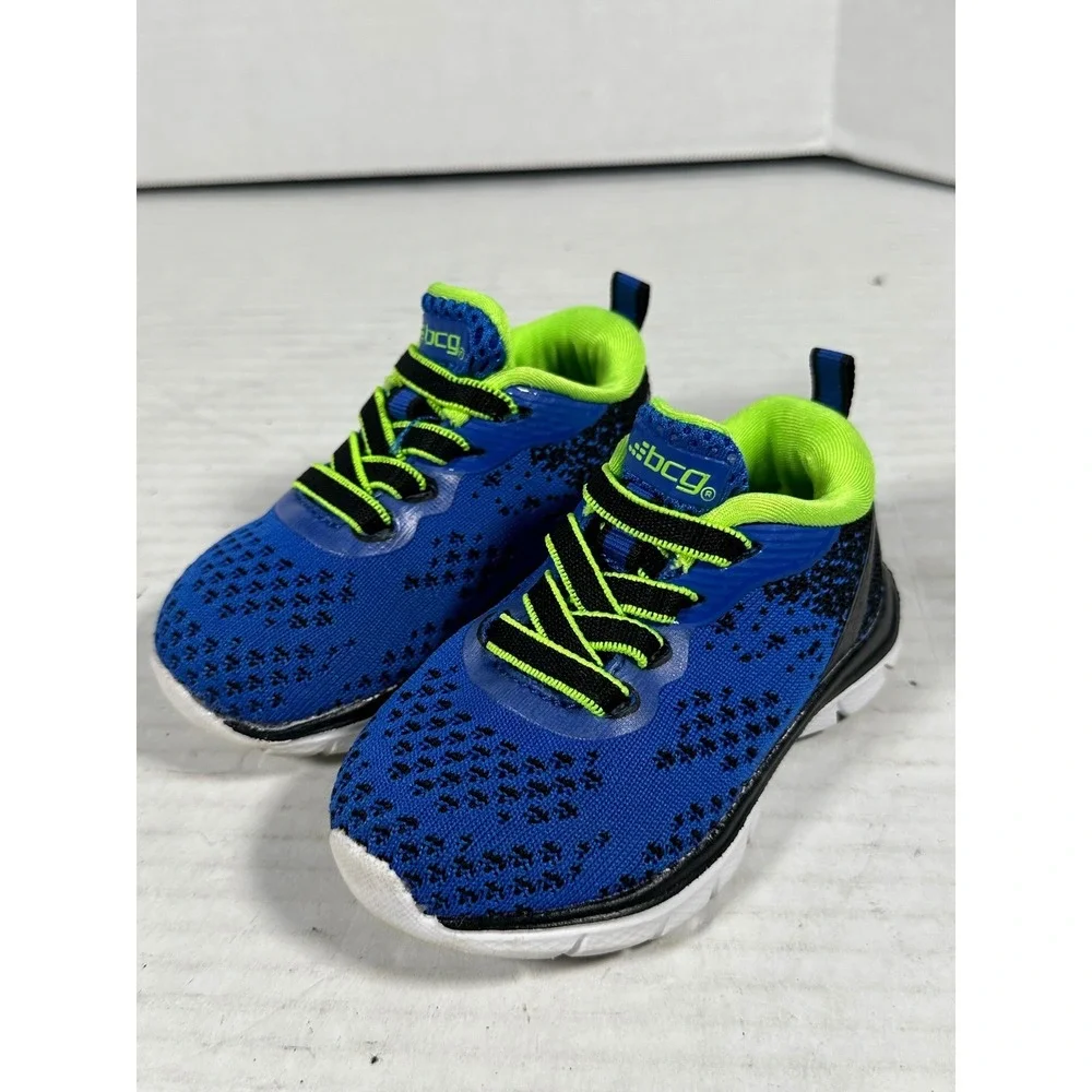 BCG Toddler Boys Blue Neon Green Memory Foam Athletic Sneakers‎ Size 5D 167610